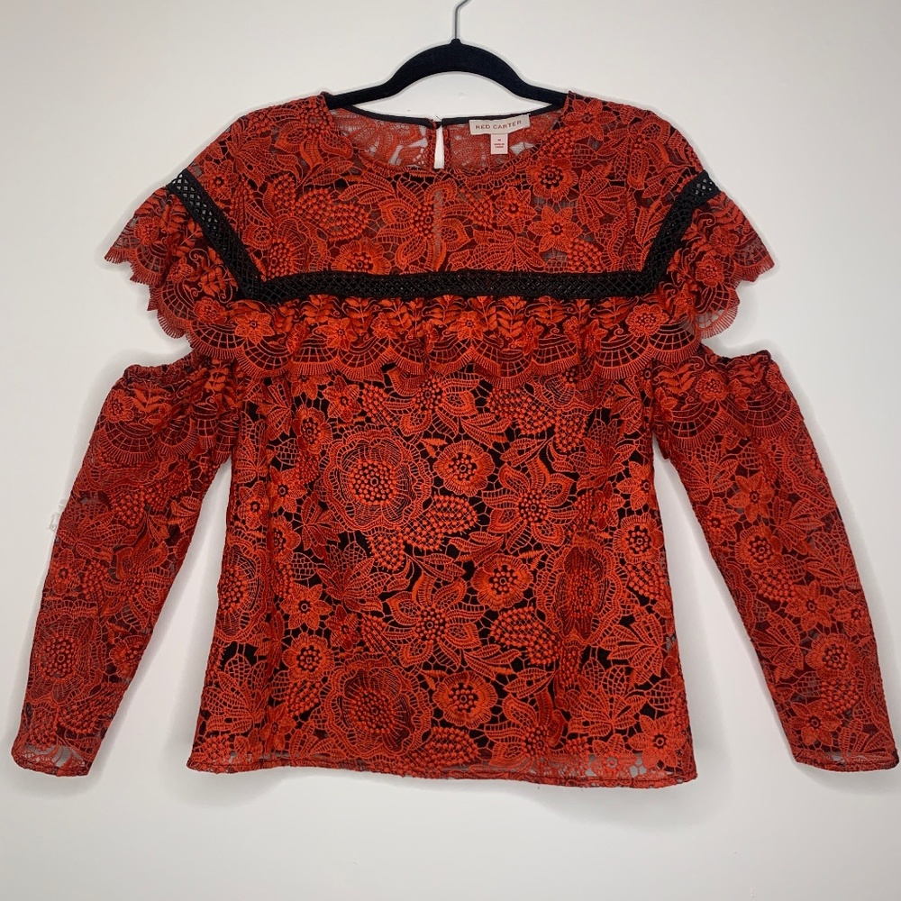 Red Carter Black and Red Lace Top